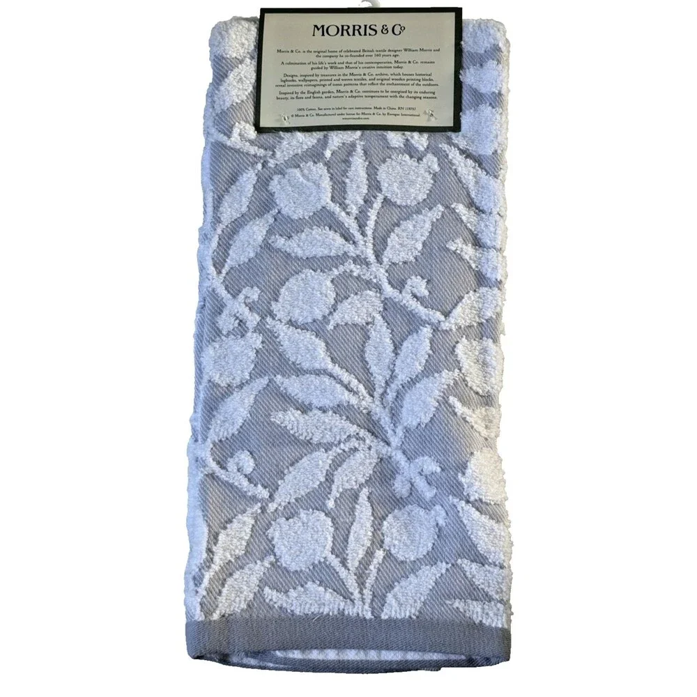 Morris & Co Kitchen Dish Towels Set of 2 Rosehip 100% Cotton Textured Gray